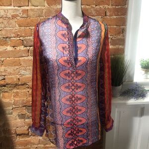 KAS Designs sheer Boho hippie top Women’s Small Multicolor